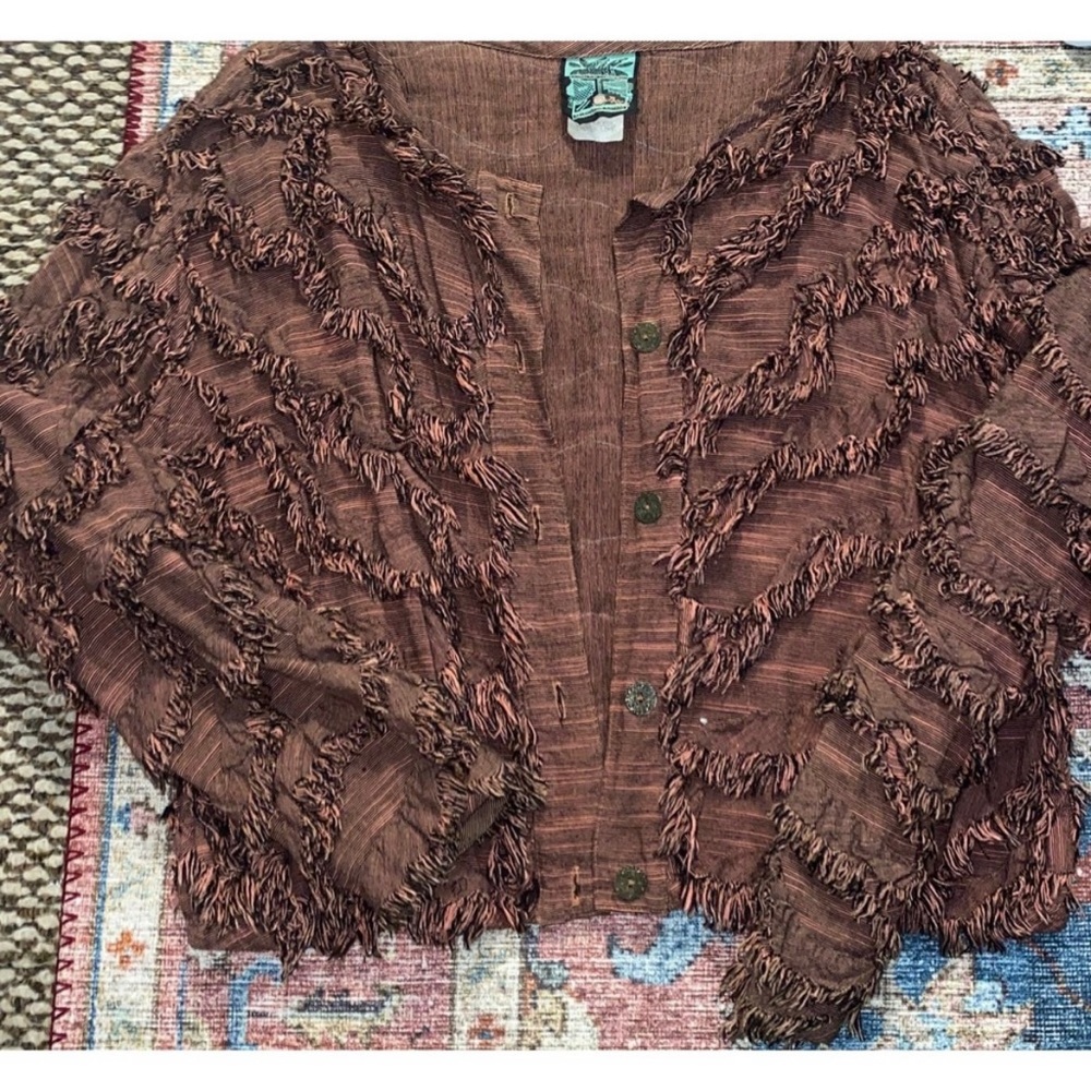 Fringed button up cardigan size medium